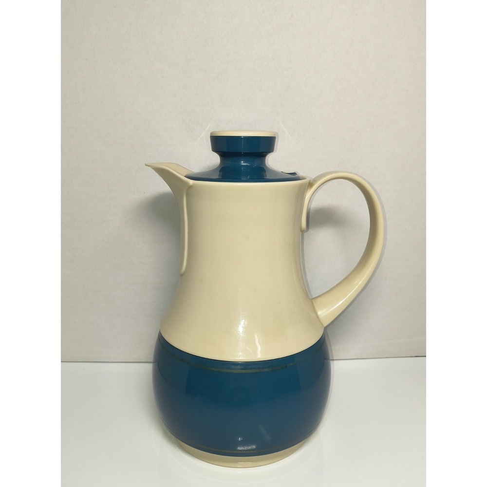 Vintage THERMOS Insulated Carafe Ingried No 570 Coffee‎ Butler Tan Blue Germany